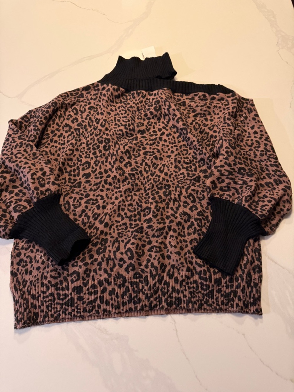 Leopard Print Mock Neck Sweater